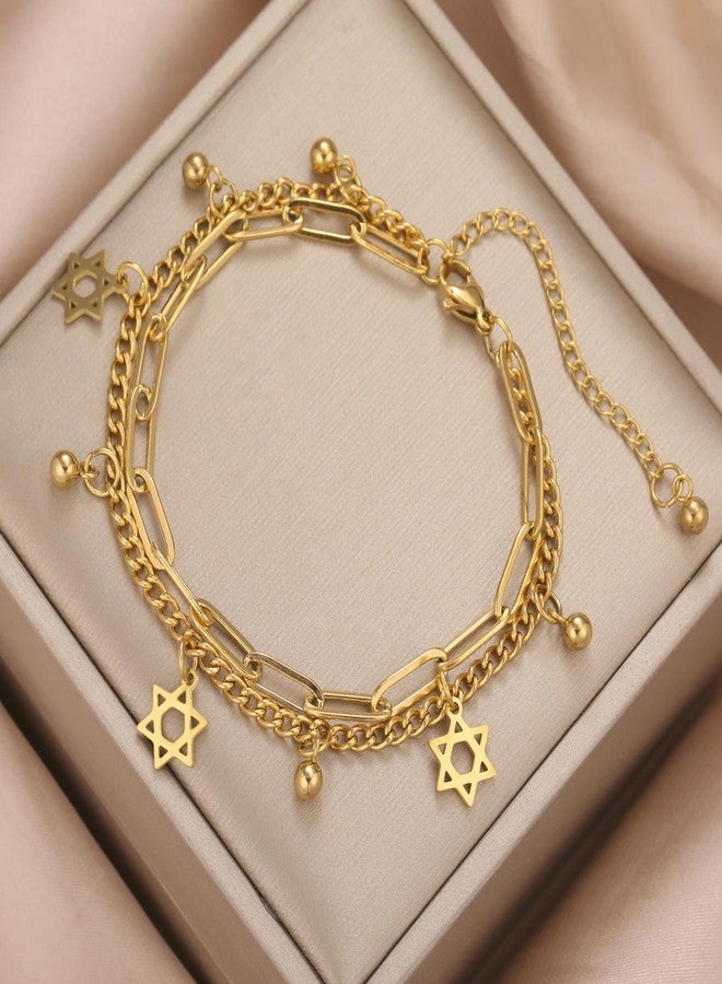 UNIFT Star of David Bracelet for Women Men Stainless Steel Jewish Star Hexagram Adjustable Bracelet Amulet Jewelry (gold 3) - Image 5